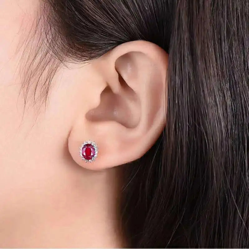 Boucles d'oreilles Lilo argent ruby naturel