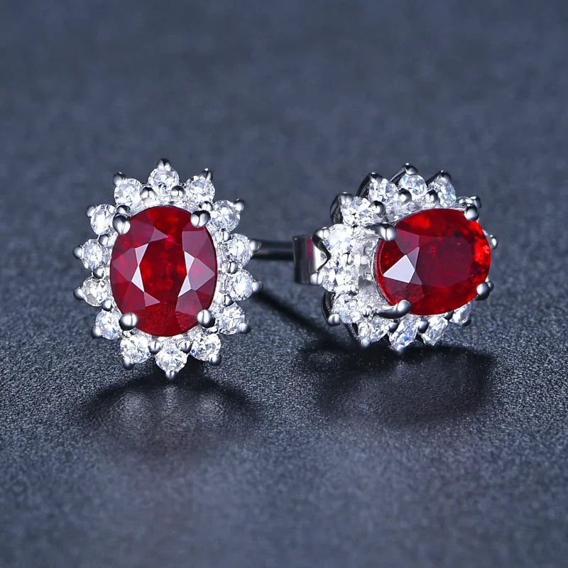 Boucles d'oreilles Lilo argent ruby naturel