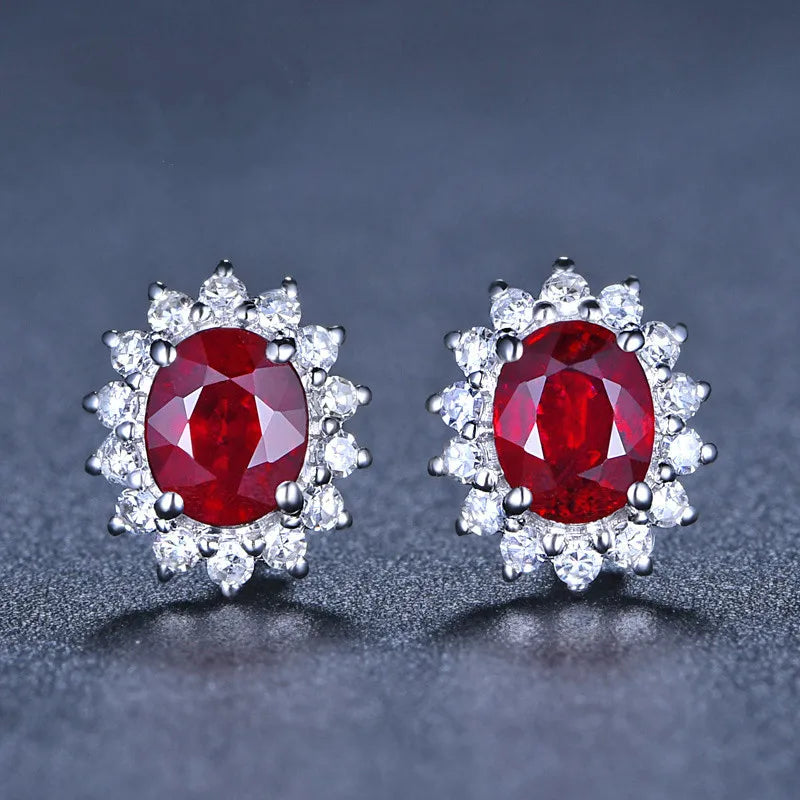 Boucles d'oreilles Lilo argent ruby naturel