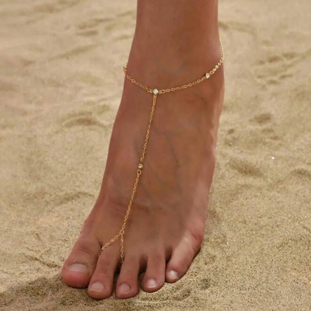 Chaîne de pied Cuba argent zirconium