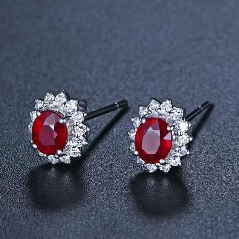 Boucles d'oreilles Lilo argent ruby naturel