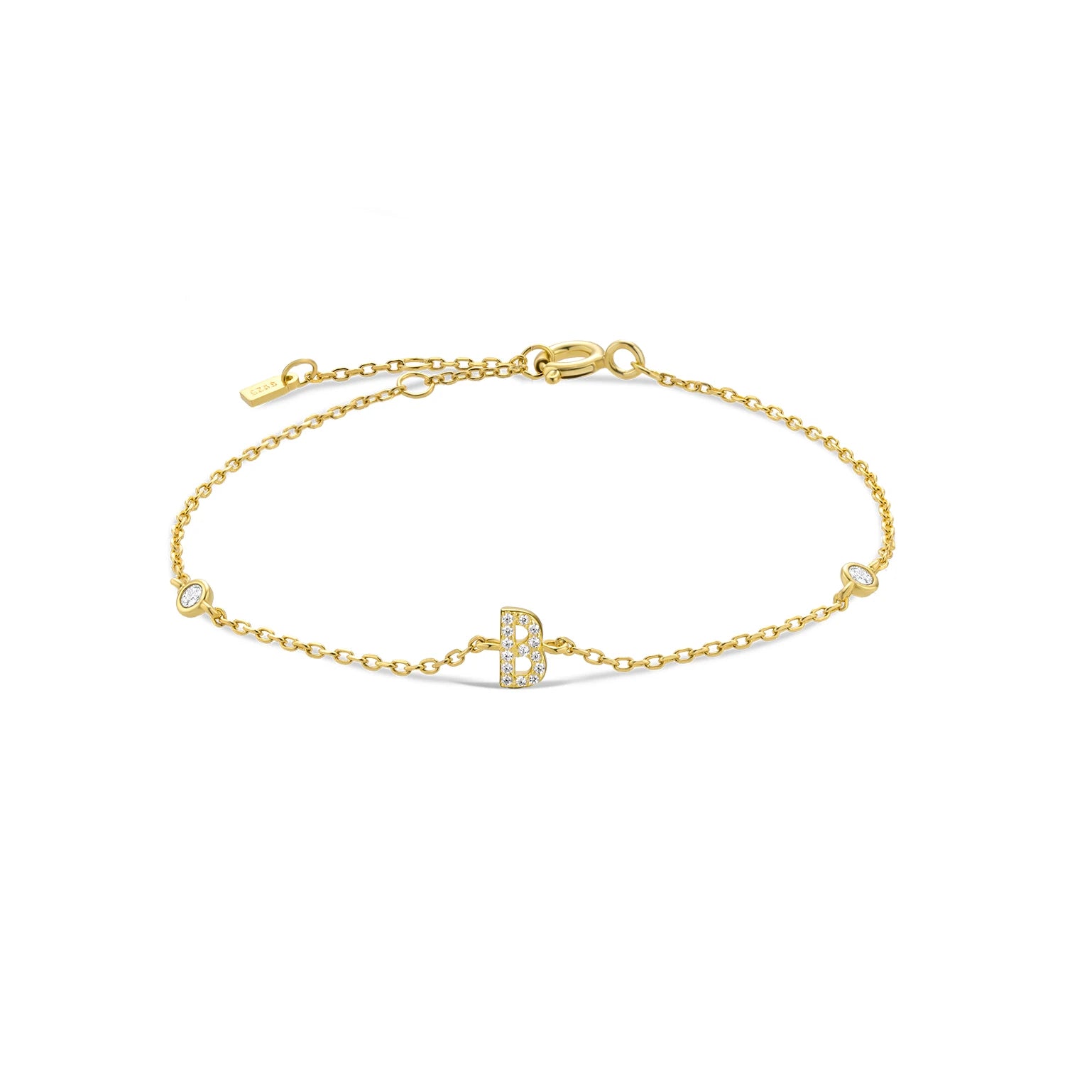 Bracelet initial argent zirconium