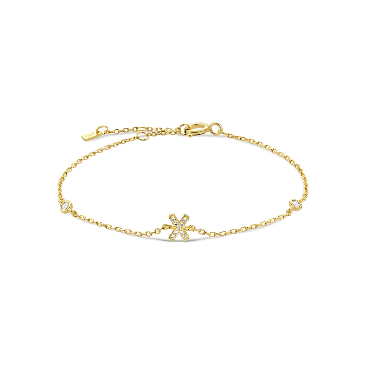 Bracelet initial argent zirconium