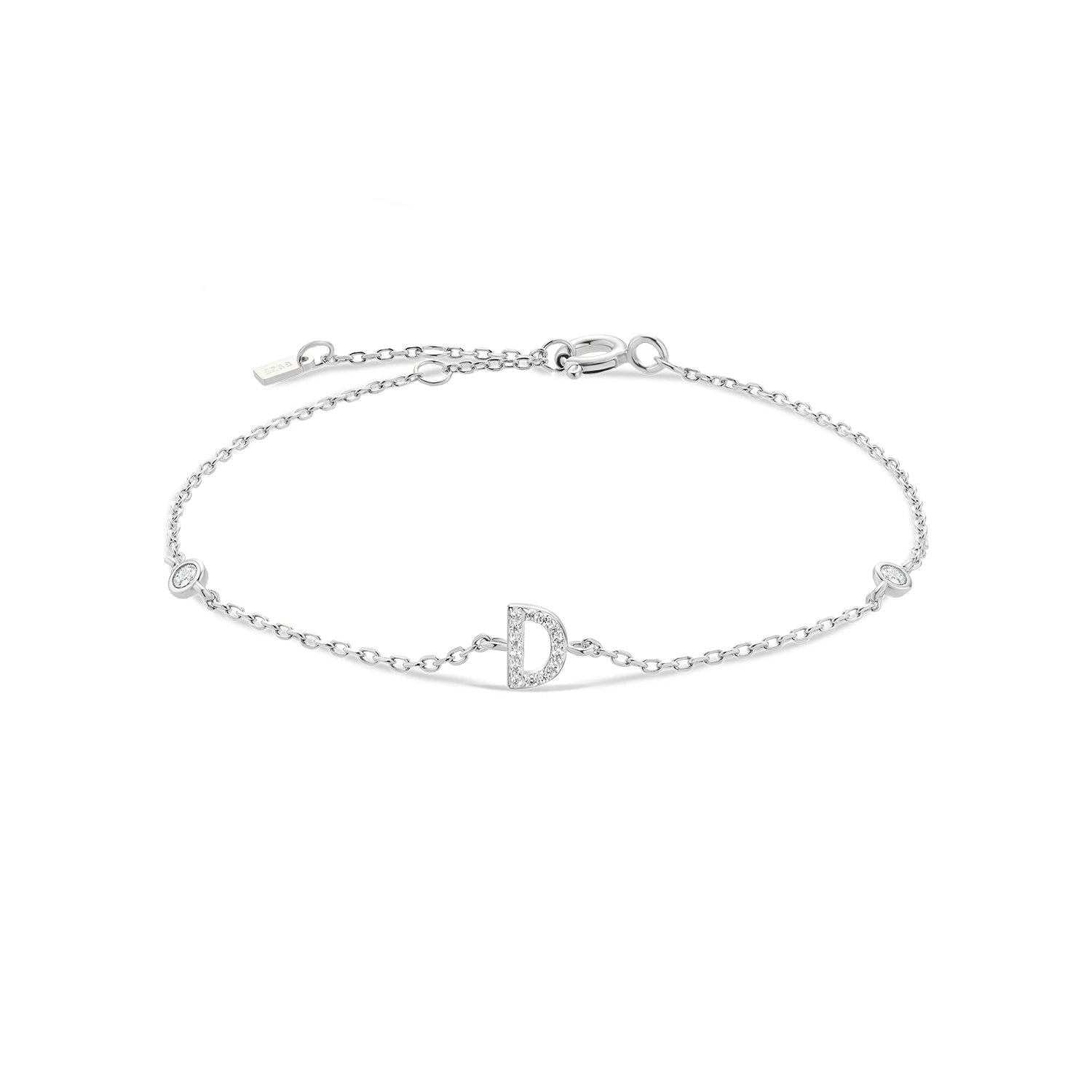 Bracelet initial argent zirconium