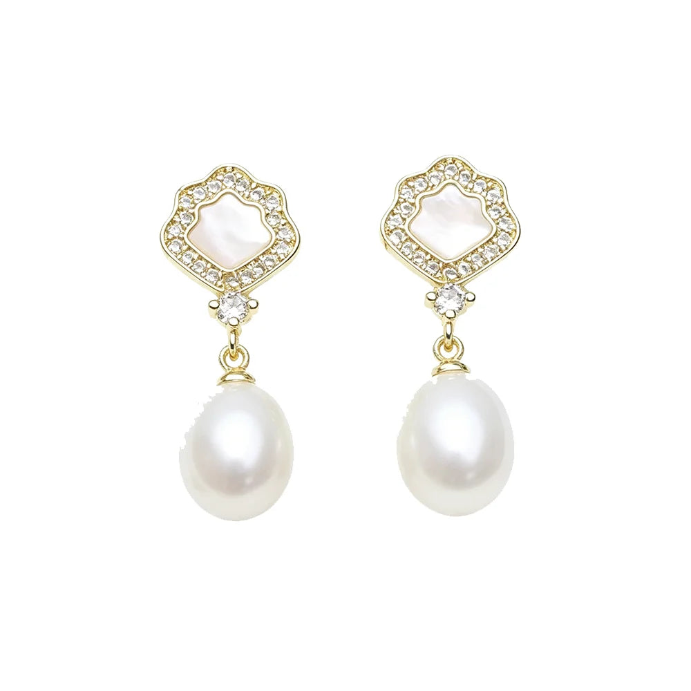 Boucles d'oreilles véritable perle naturel