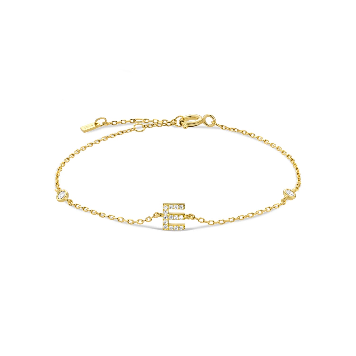 Bracelet initial argent zirconium