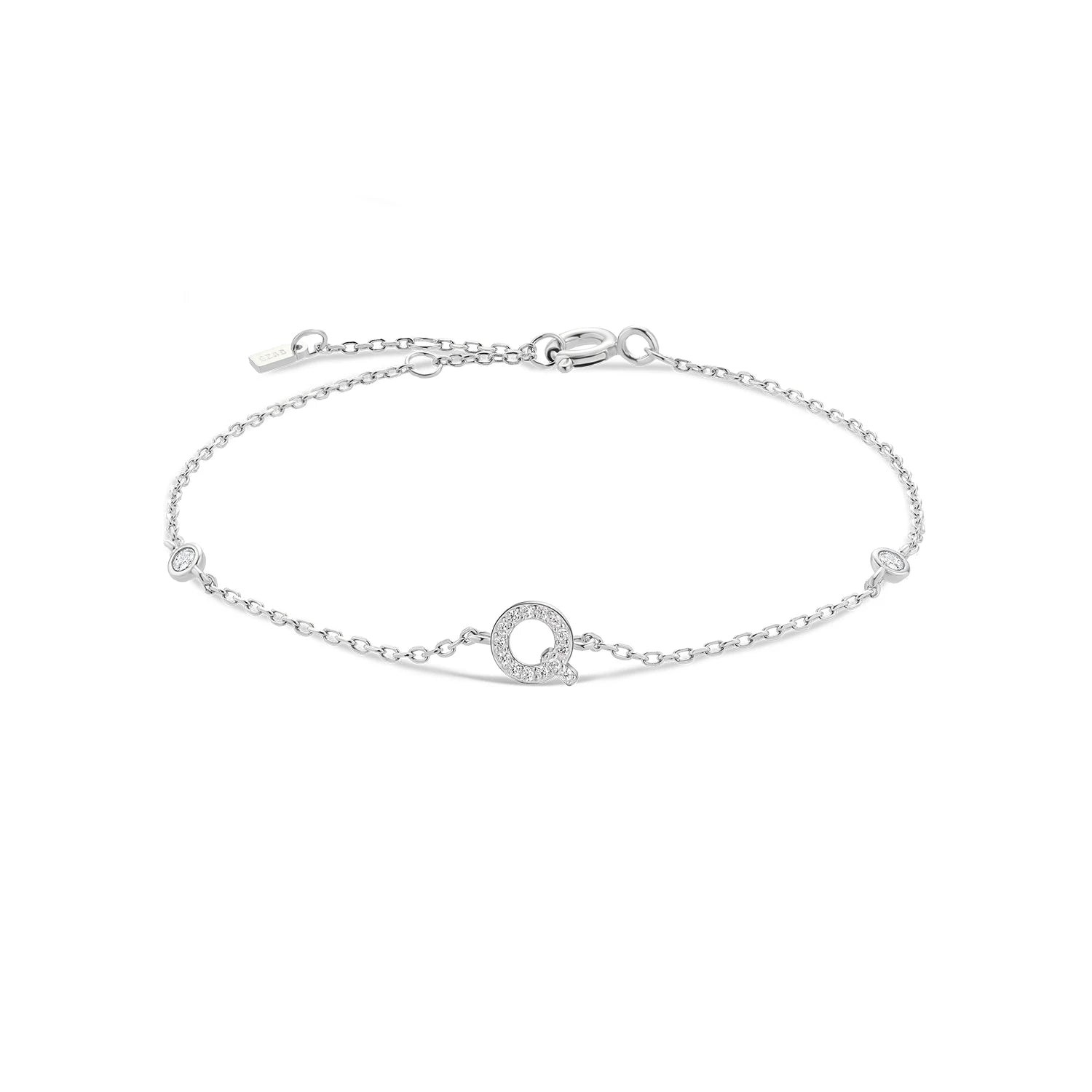 Bracelet initial argent zirconium