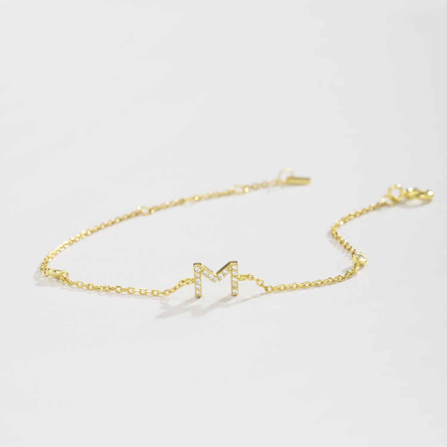 Bracelet initial argent zirconium
