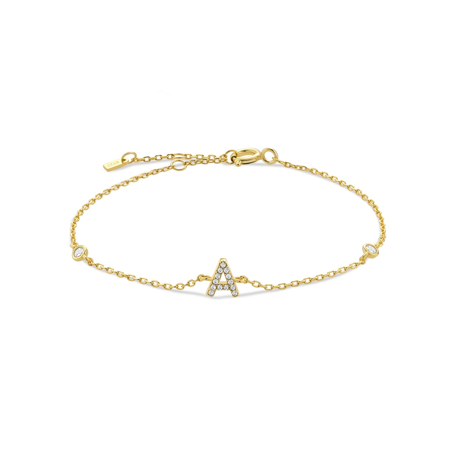 Bracelet initial argent zirconium