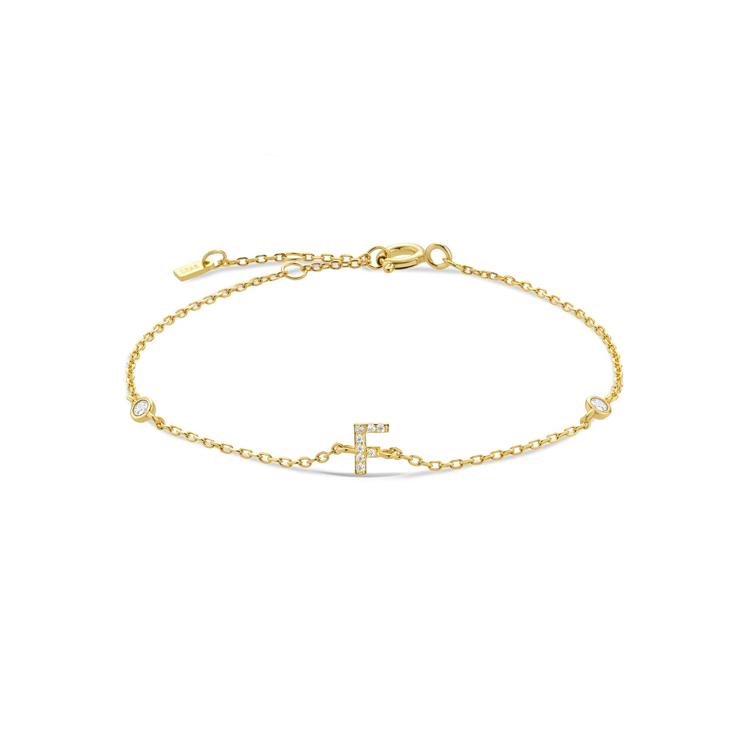 Bracelet initial argent zirconium