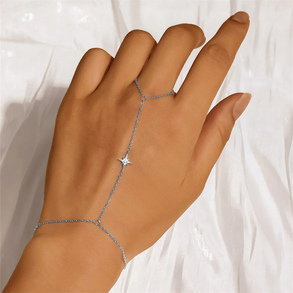 Bracelet bague Zineb argent zirconium
