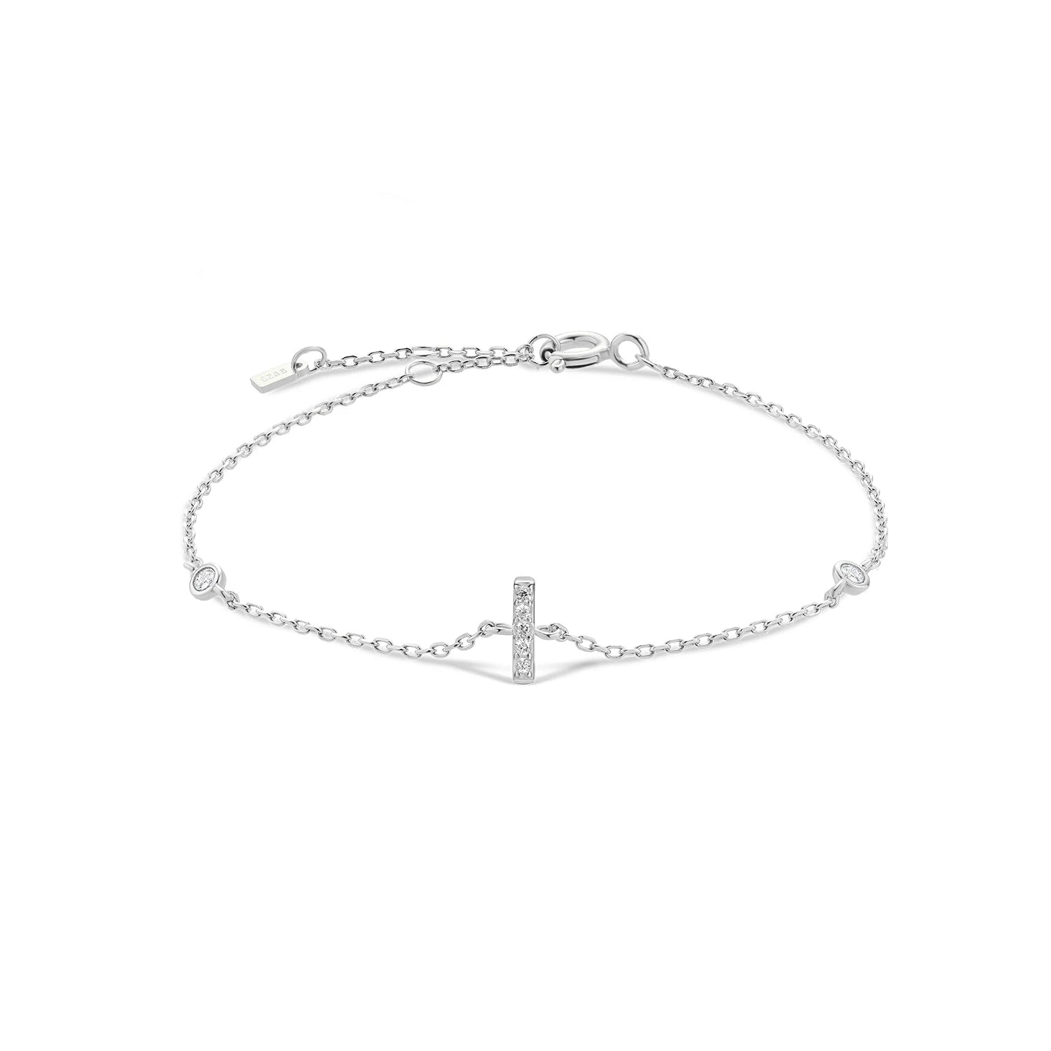 Bracelet initial argent zirconium