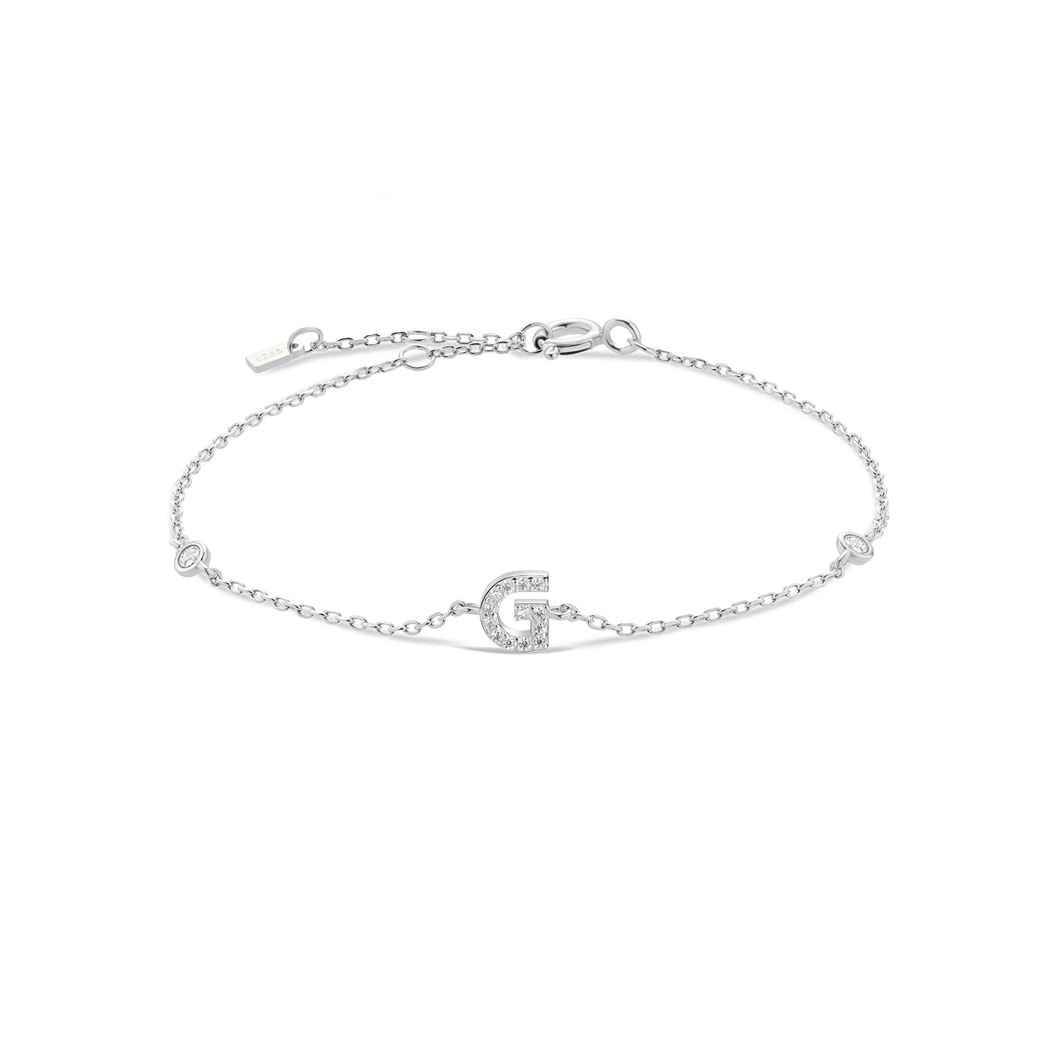 Bracelet initial argent zirconium