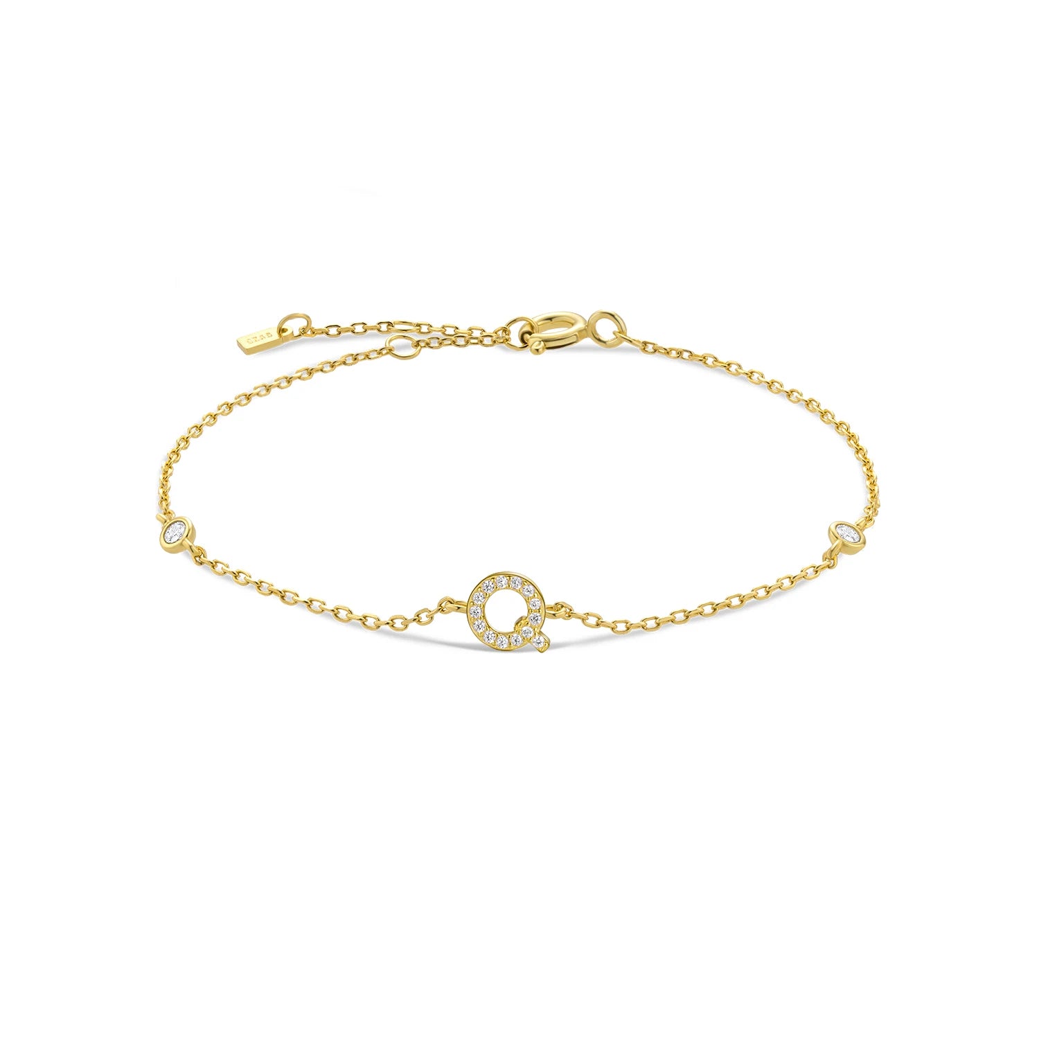 Bracelet initial argent zirconium