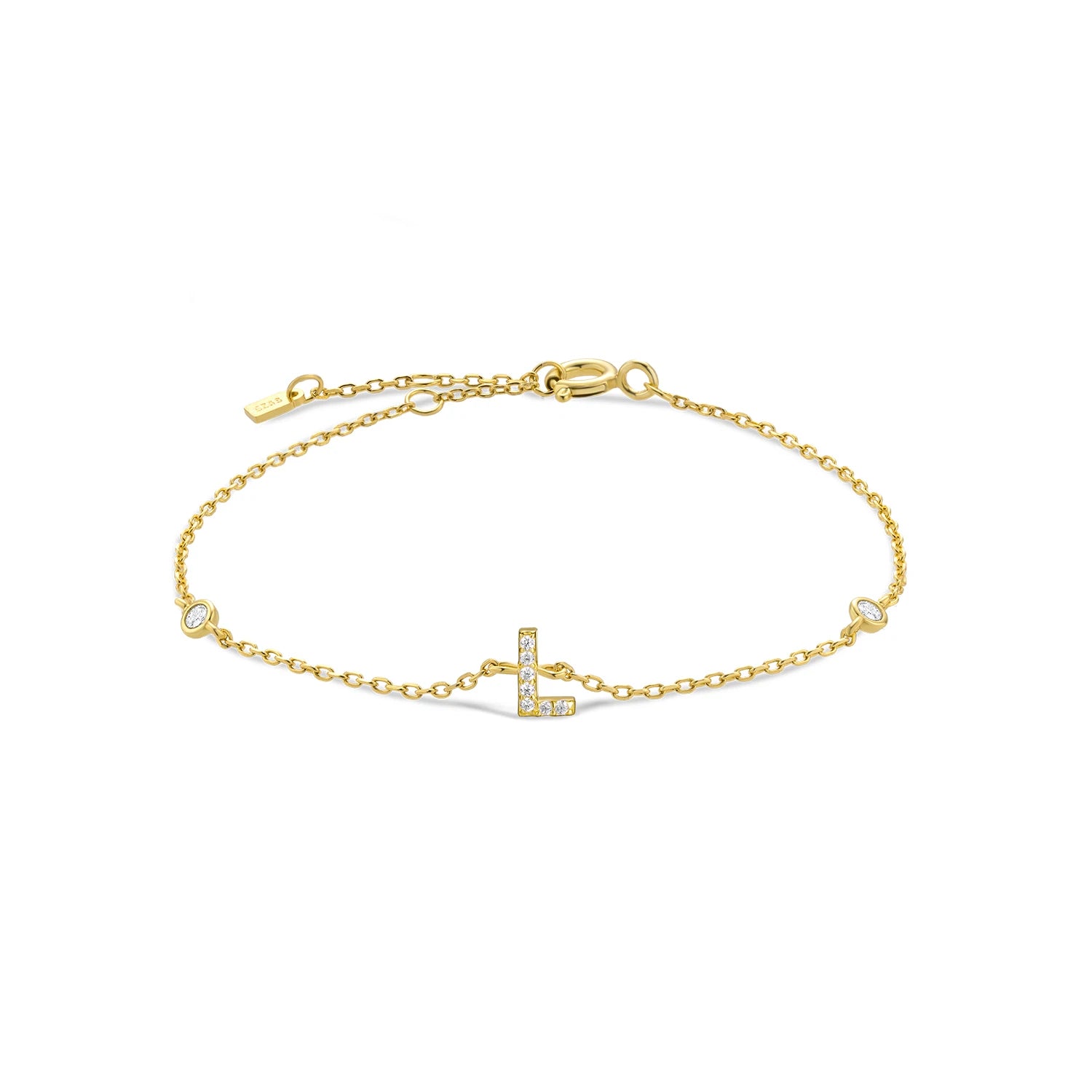 Bracelet initial argent zirconium