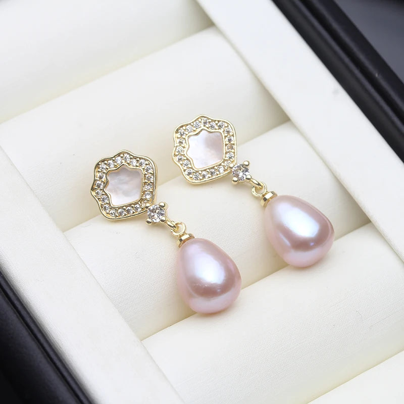 Boucles d'oreilles véritable perle naturel