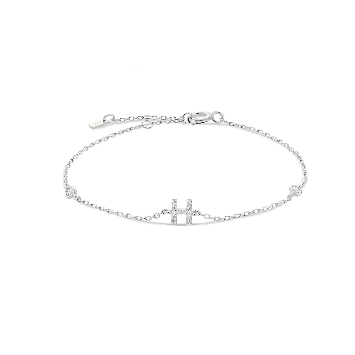 Bracelet initial argent zirconium