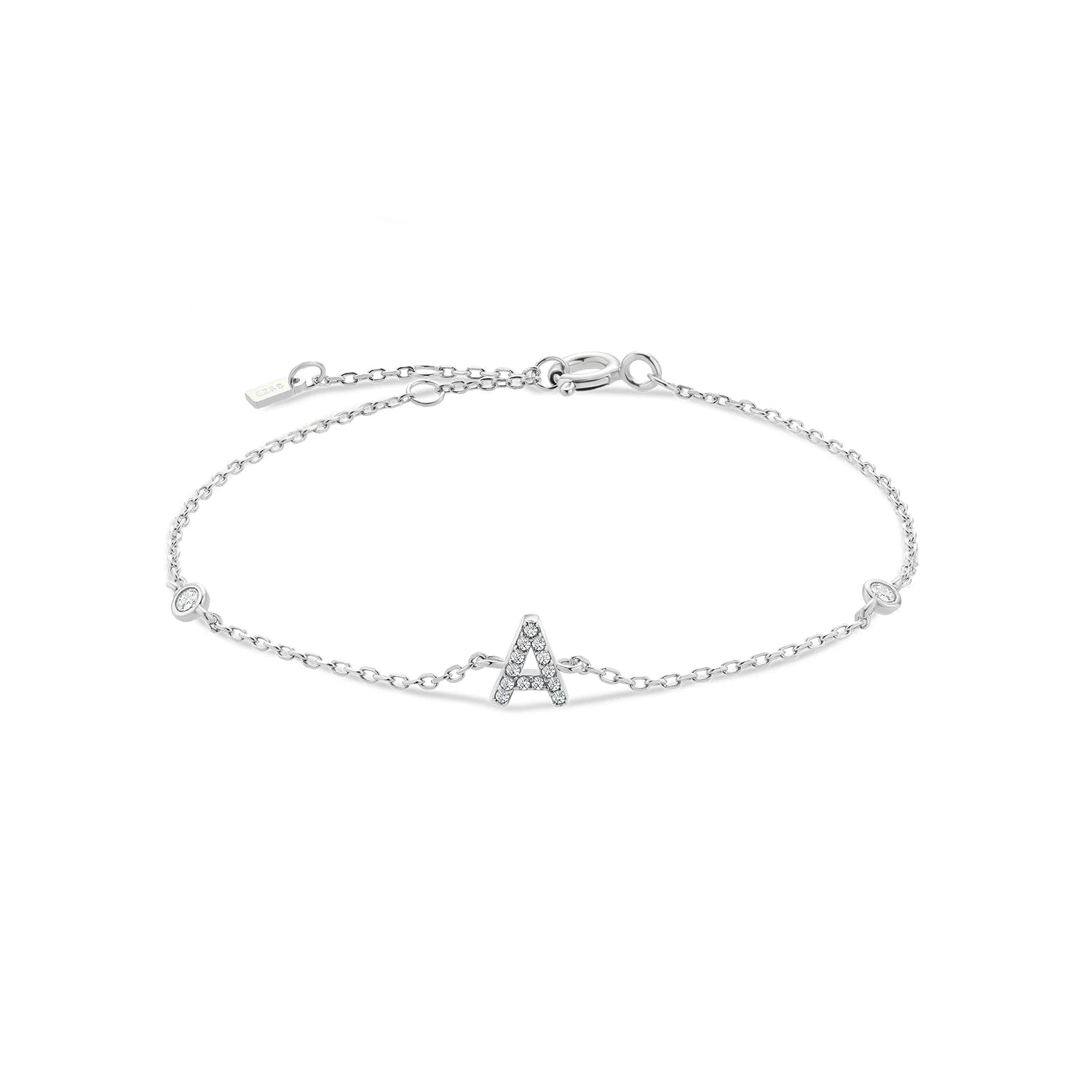 Bracelet initial argent zirconium
