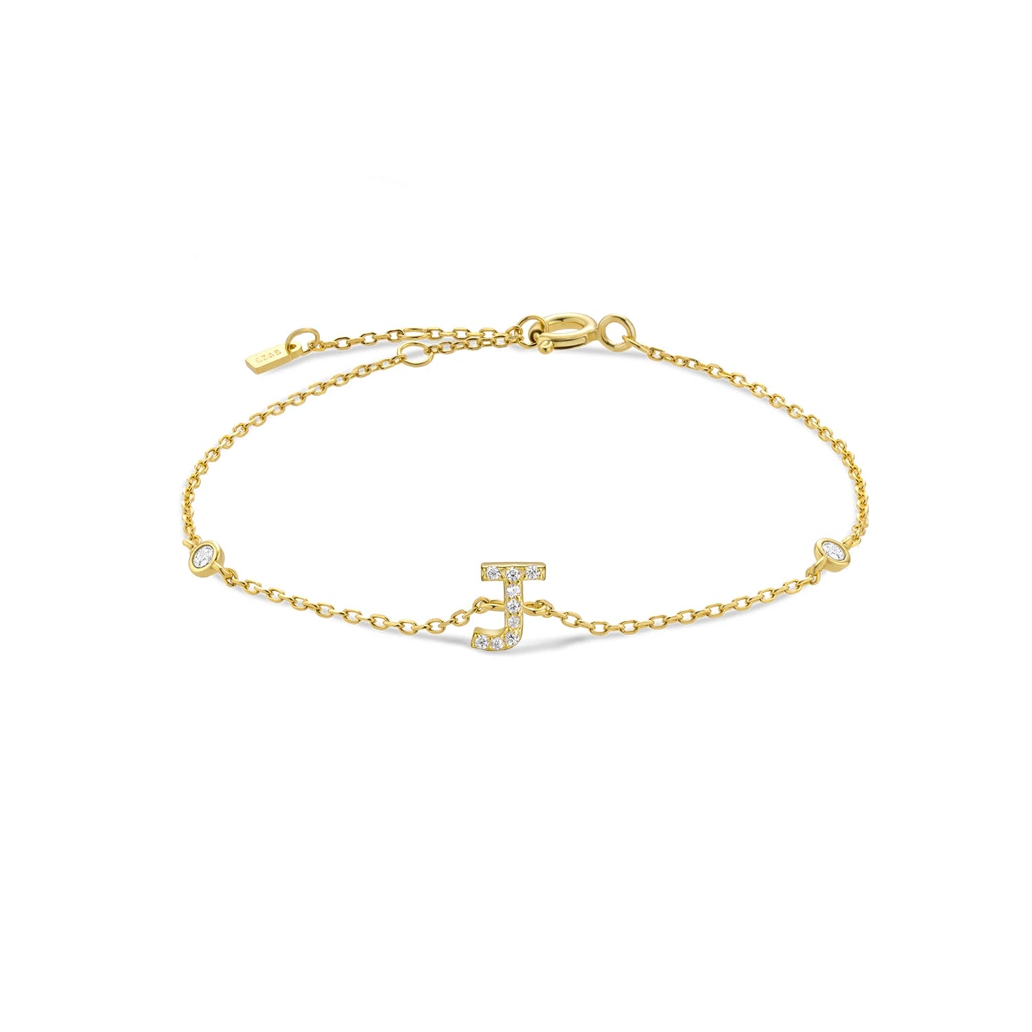 Bracelet initial argent zirconium