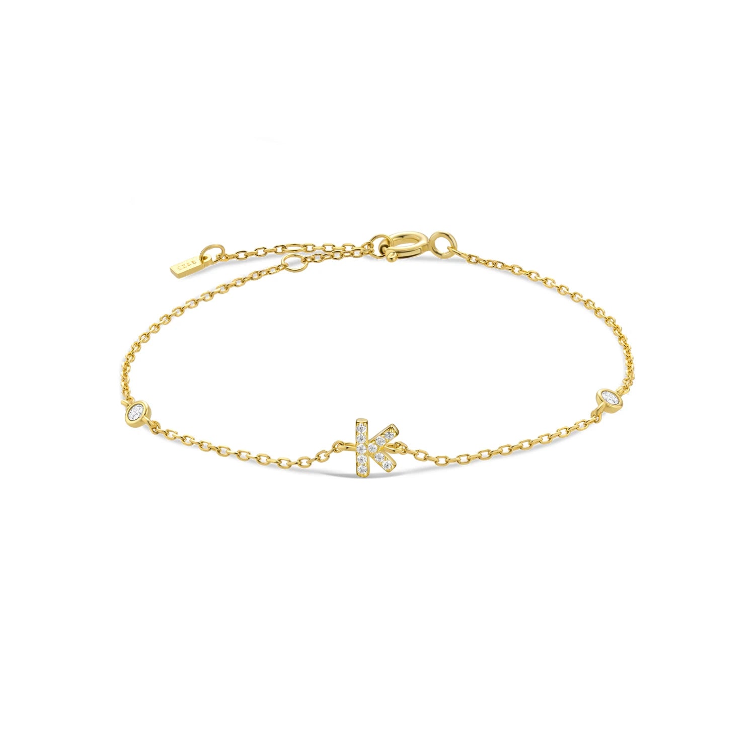 Bracelet initial argent zirconium