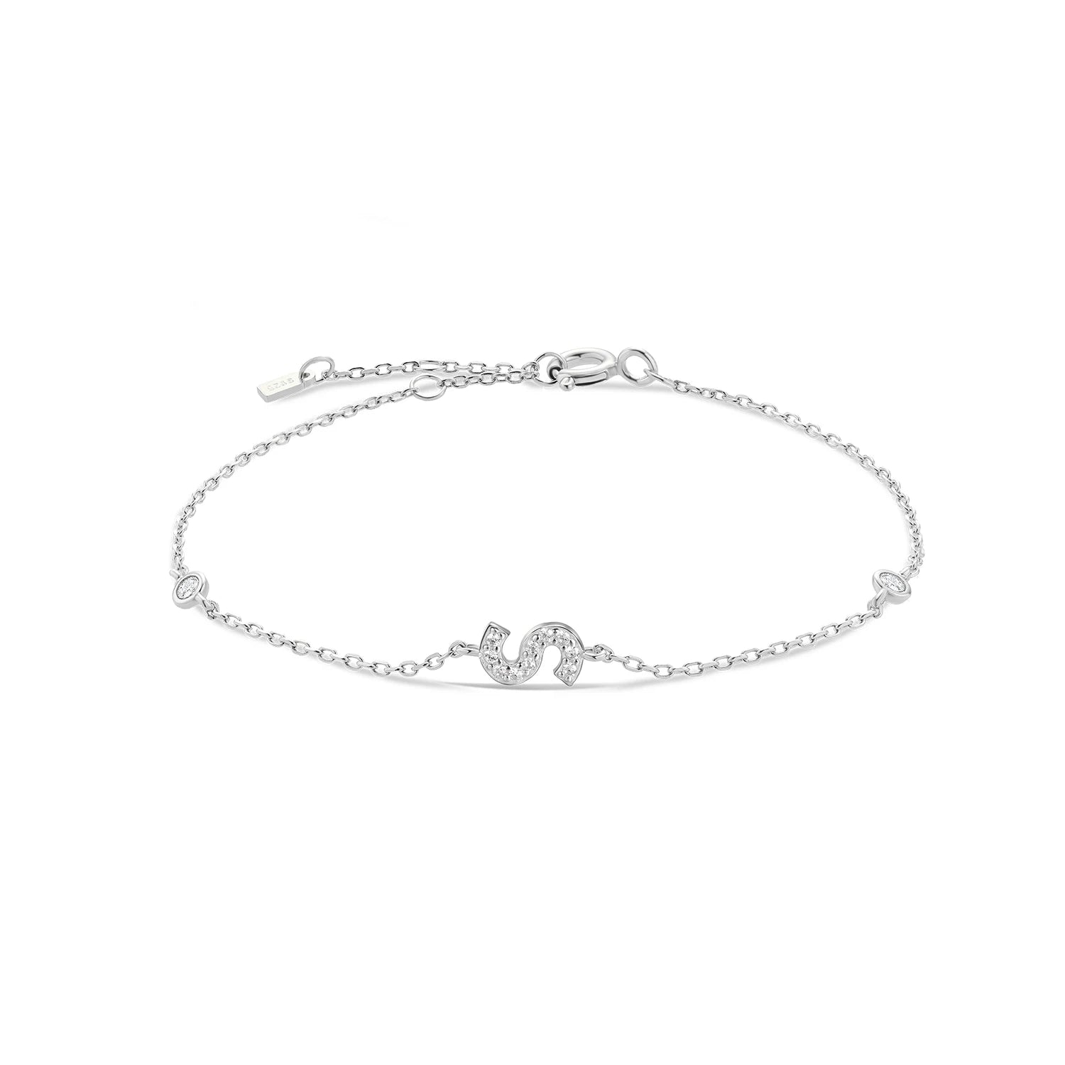 Bracelet initial argent zirconium