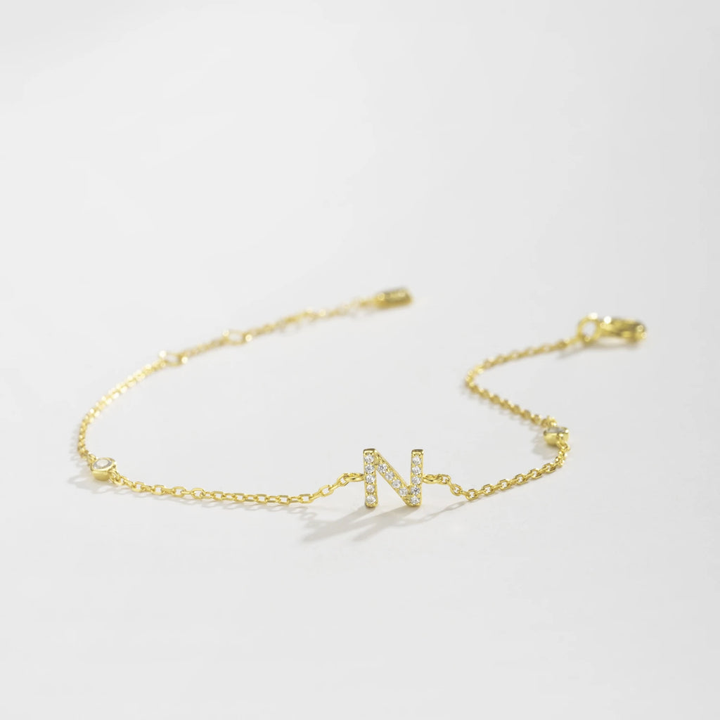 Bracelet initial argent zirconium
