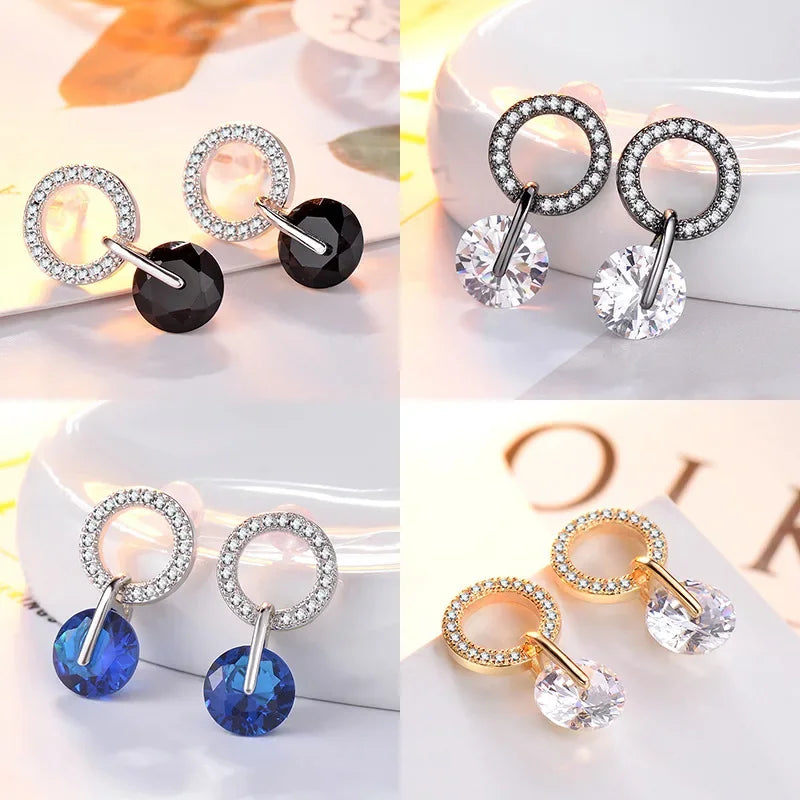Boucles d'oreilles Circle argent cristal