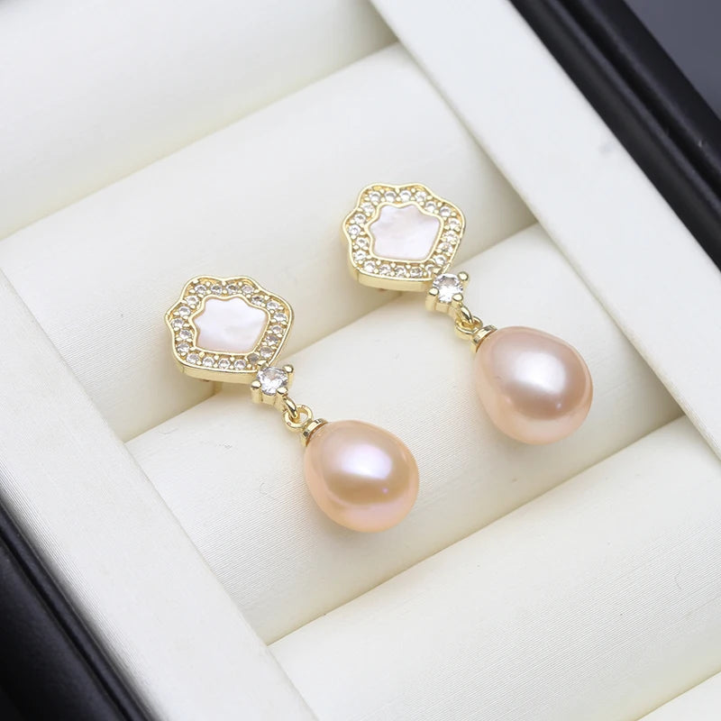 Boucles d'oreilles véritable perle naturel