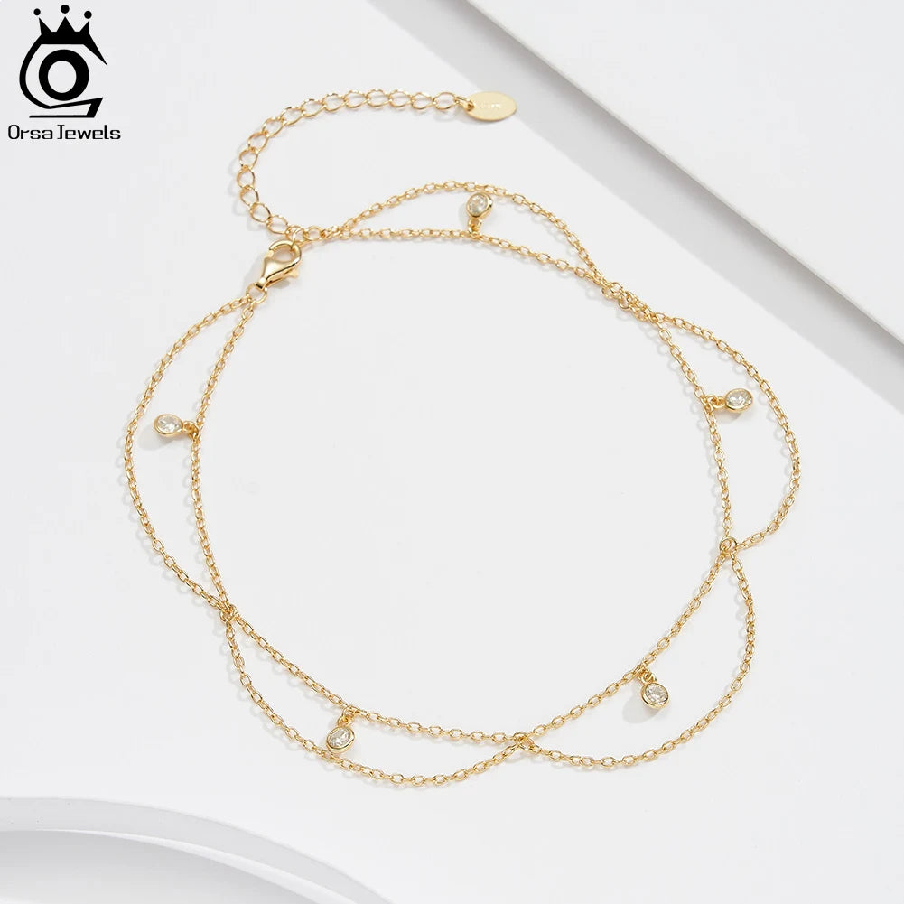 Chaîne de pied Angie argent zirconium