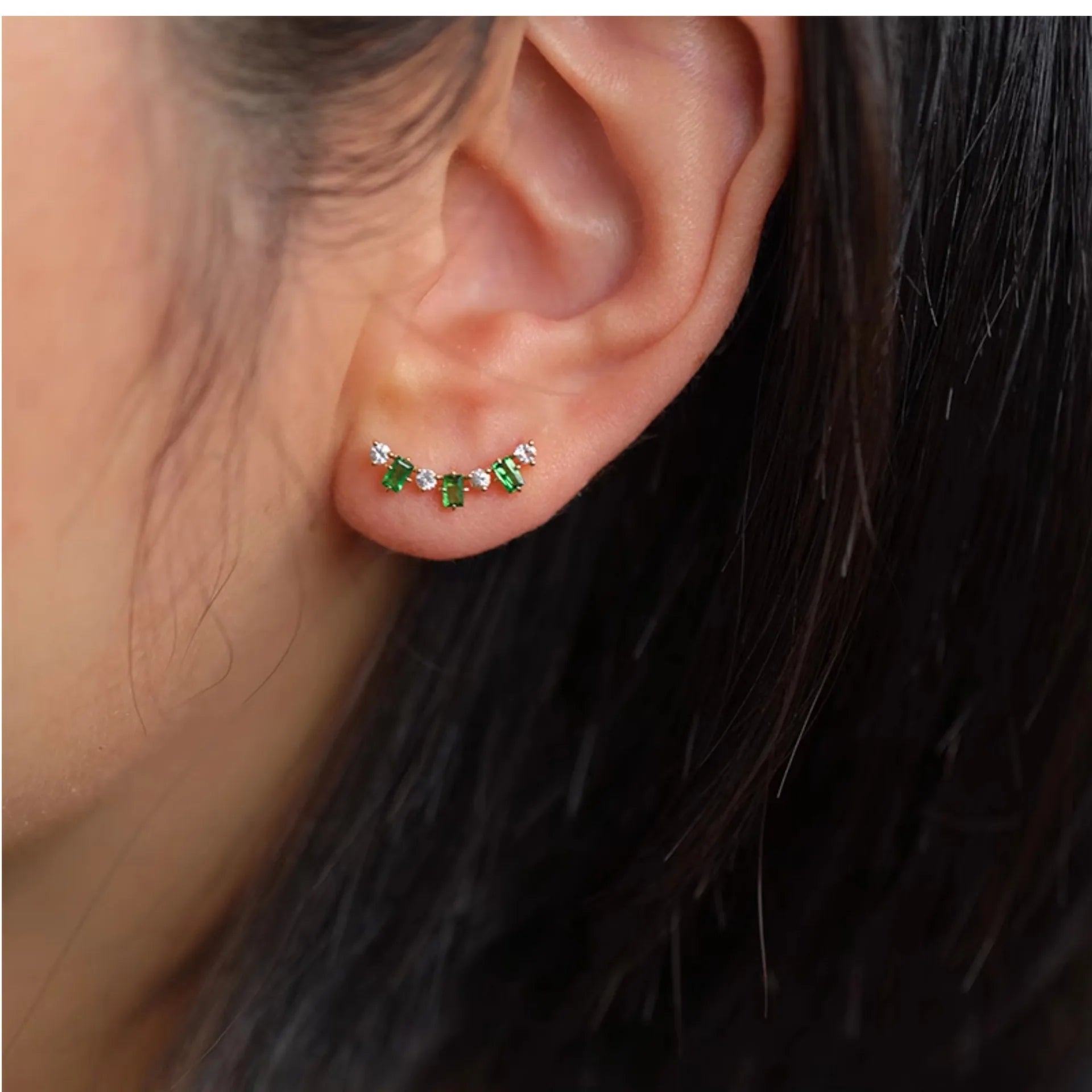 Boucles d'oreilles Ginny argent plaqué or zirconium