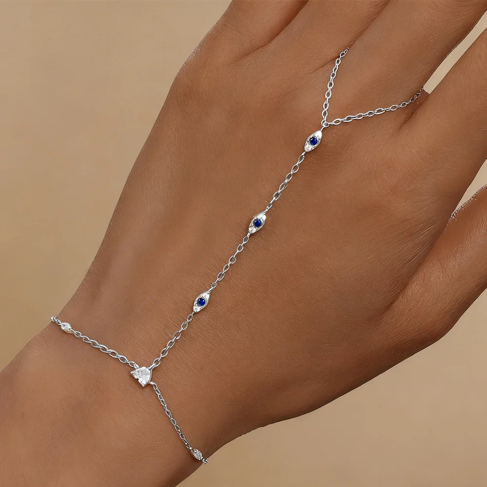 Bracelet bague Zineb argent zirconium