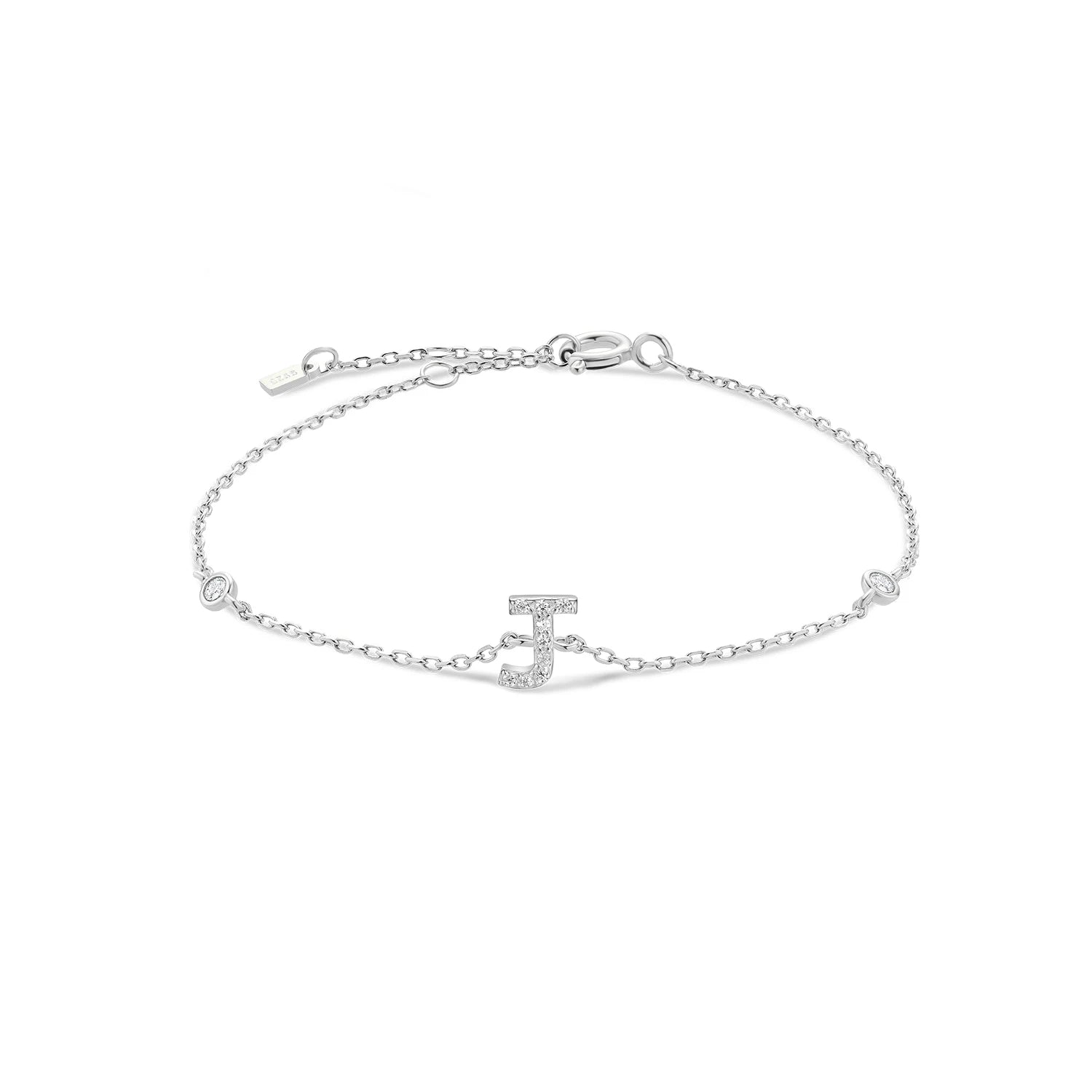 Bracelet initial argent zirconium