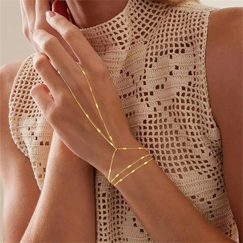 Bracelet bague minimaliste doré ou argenté