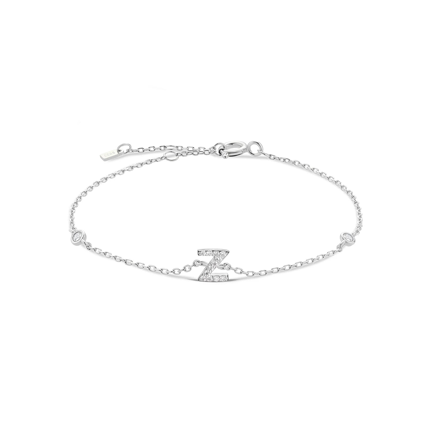 Bracelet initial argent zirconium