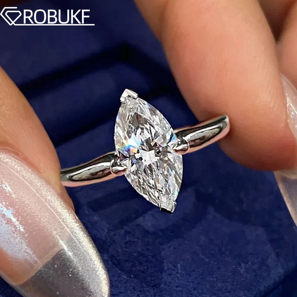 Bague marquise argent et moissanite