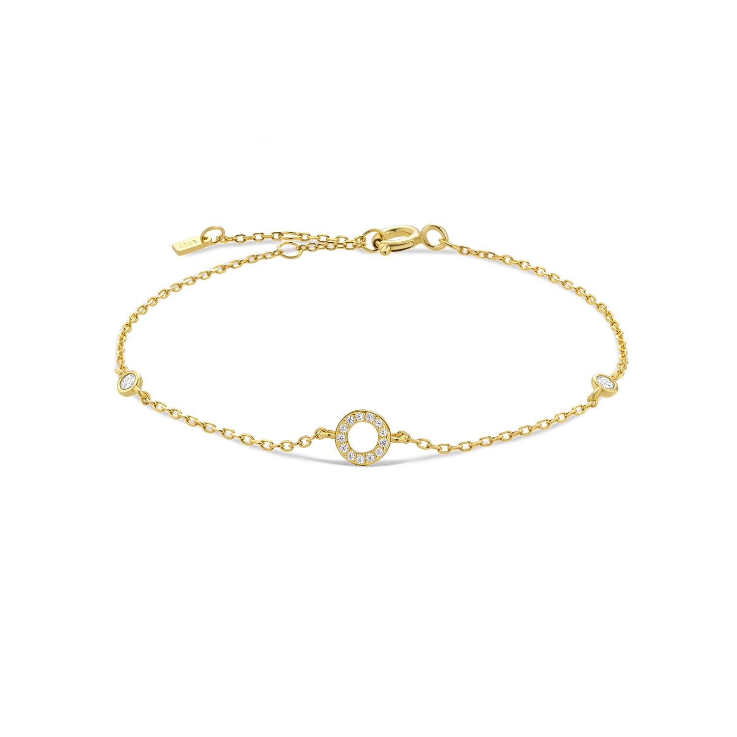 Bracelet initial argent zirconium