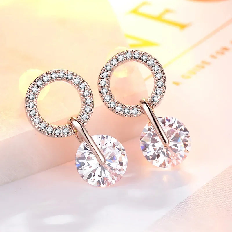 Boucles d'oreilles Circle argent cristal