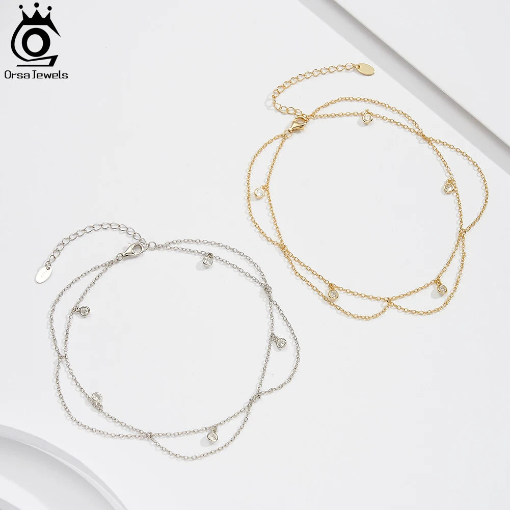 Chaîne de pied Angie argent zirconium