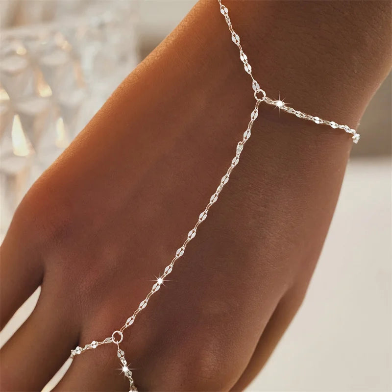 Bracelet bague minimaliste doré ou argenté