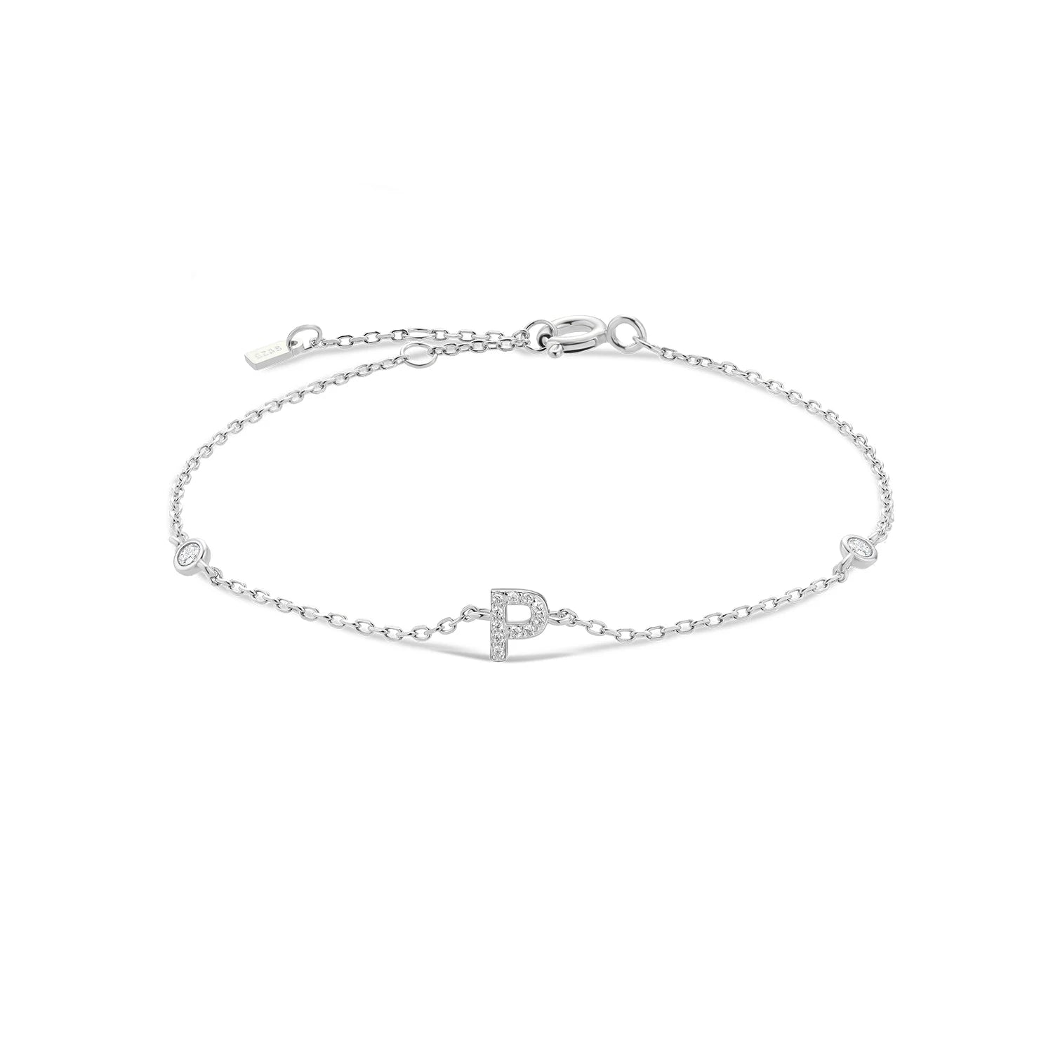 Bracelet initial argent zirconium