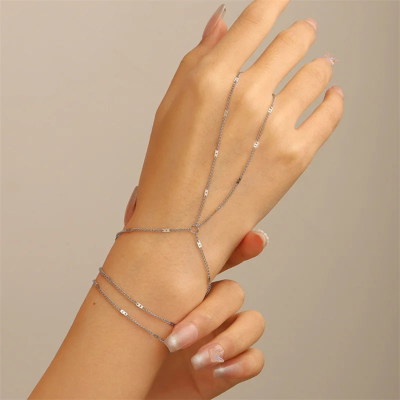 Bracelet bague minimaliste doré ou argenté
