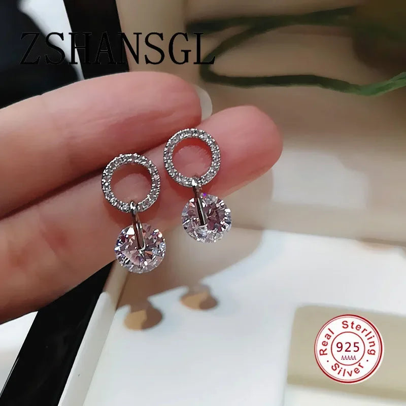 Boucles d'oreilles Circle argent cristal