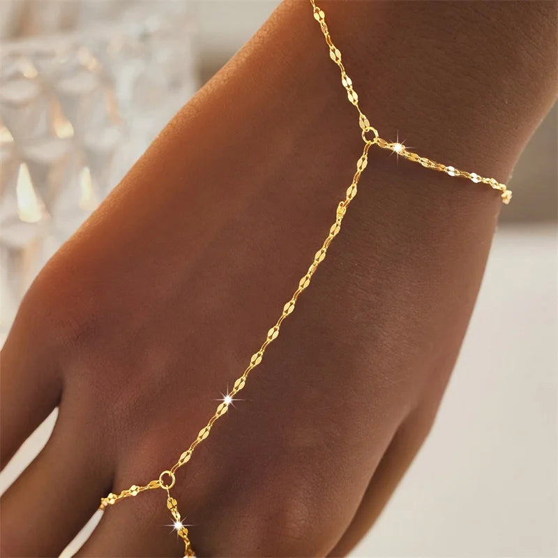 Bracelet bague minimaliste doré ou argenté