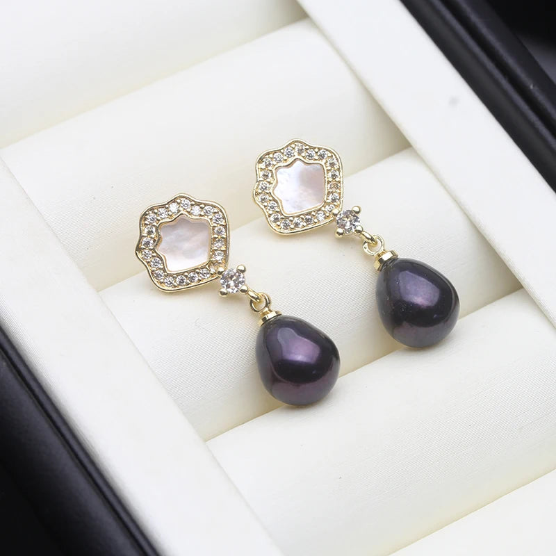 Boucles d'oreilles véritable perle naturel