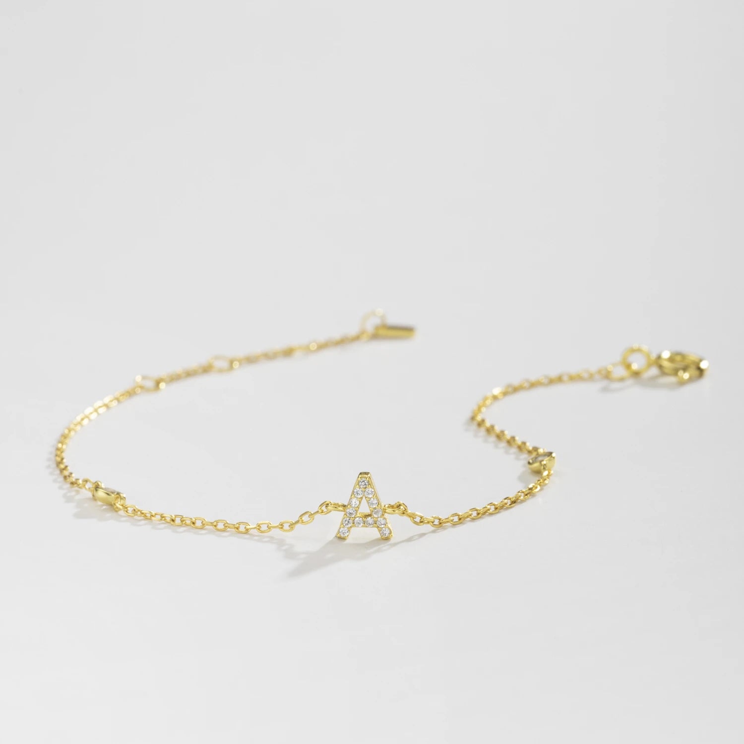 Bracelet initial argent zirconium