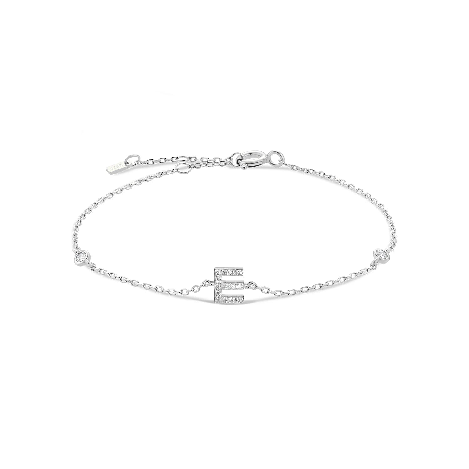 Bracelet initial argent zirconium