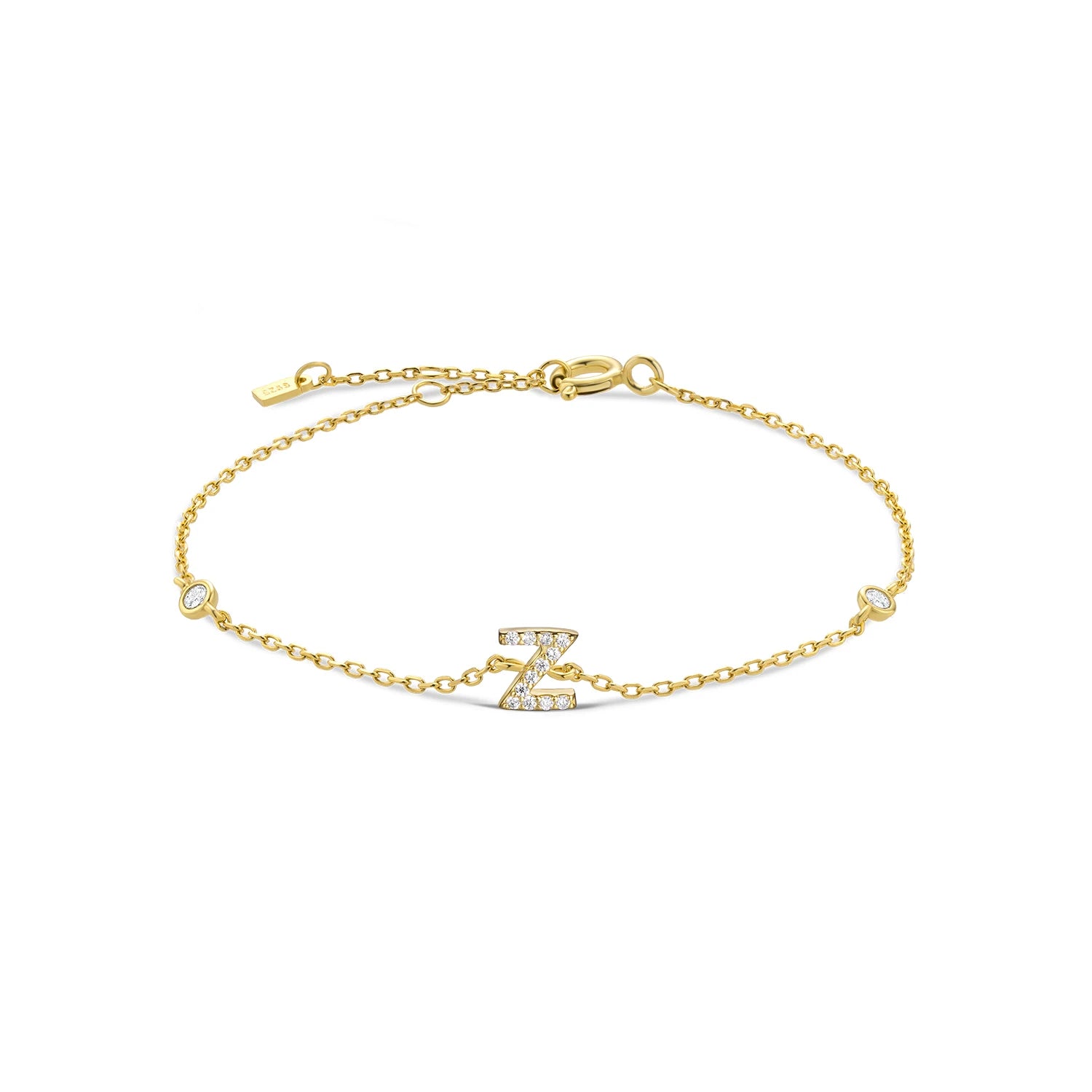 Bracelet initial argent zirconium