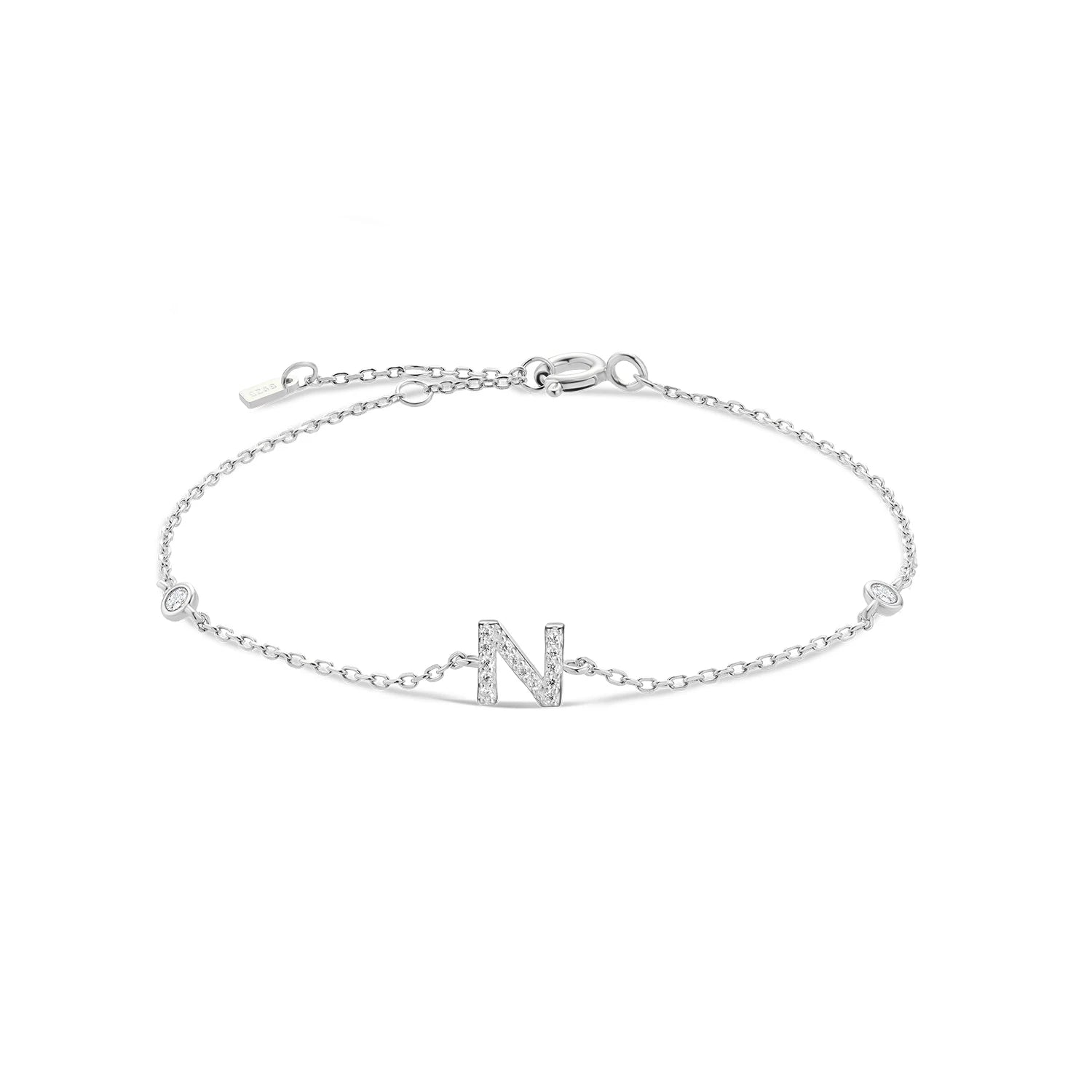 Bracelet initial argent zirconium