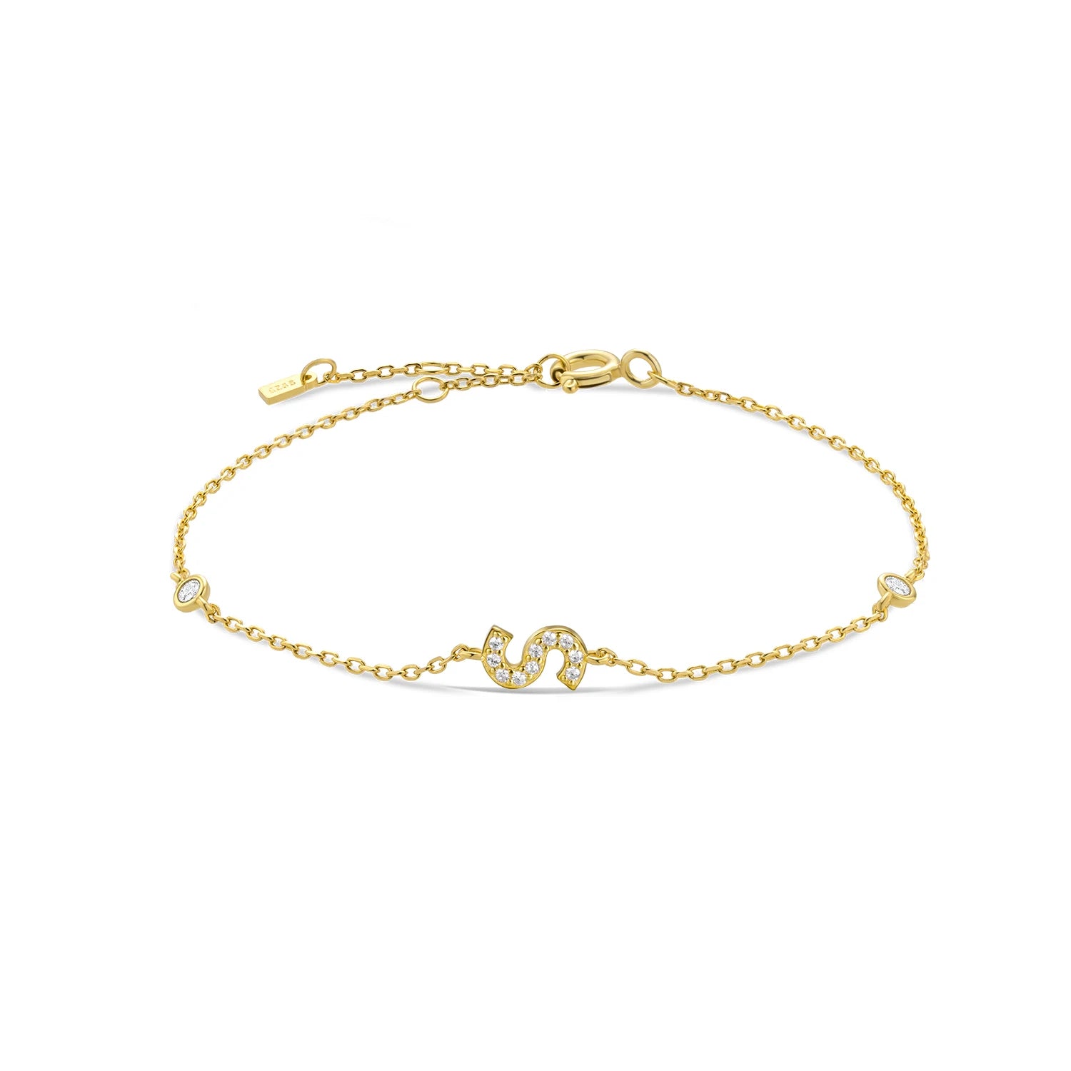 Bracelet initial argent zirconium