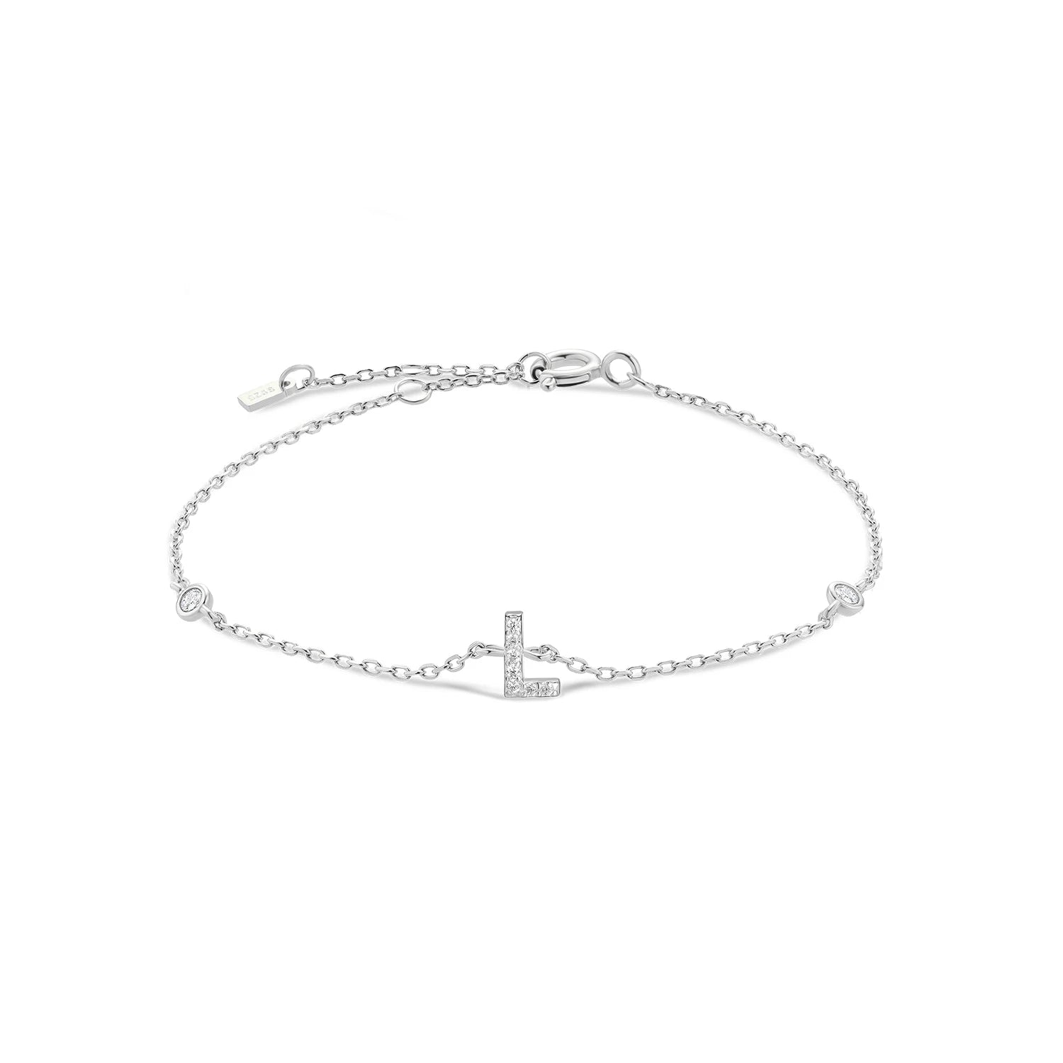 Bracelet initial argent zirconium